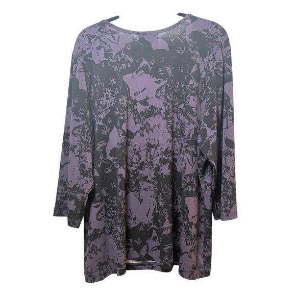 Dana Buchman Black and Purple Graphic 3/4 Sleeve Blouse Women’s 2X Casual - Picture 6 of 6